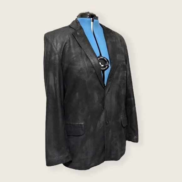 Vintage Remy Leather Blazer Jacket Men 40 Small Distressed Edgy Streetwear - Picture 1 of 10
